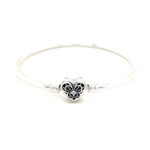 Pandora Butterfly Heart Clasp Cz Bangle - Picture 1 of 7